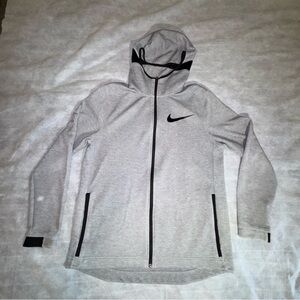 Nike Light Gray Hoodie with Black Accents Dri-fit Sz Men’s XL